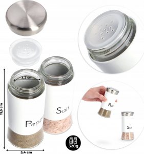 Kadax Solniczka Przyprawnik Do Soli Biały Szklany 150ml 3