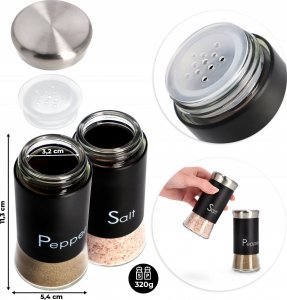 Kadax Solniczka Przyprawnik Do Soli Czarny Szklany 150ml 3