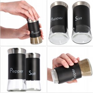 Kadax Solniczka Przyprawnik Do Soli Czarny Szklany 150ml 6