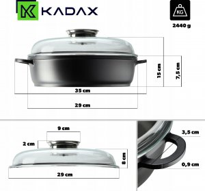 Patelnia Kadax Patelnia 28cm Głęboka Garnek Indukcja Gaz Pokrywka 3