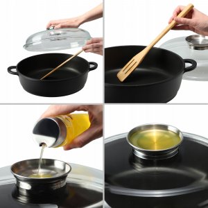 Patelnia Kadax Patelnia 28cm Głęboka Garnek Indukcja Gaz Pokrywka 4