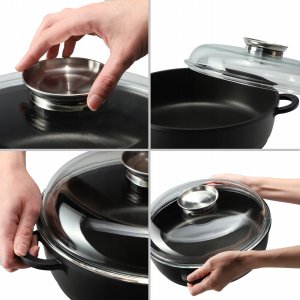 Patelnia Kadax Patelnia 28cm Głęboka Garnek Indukcja Gaz Pokrywka 5