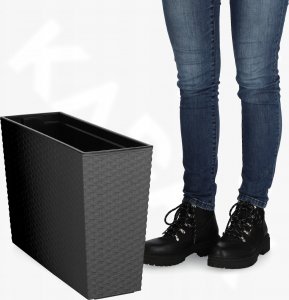 Kadax Kwietnik Donica + Wkład Rattan Czarna 19x56 cm 5