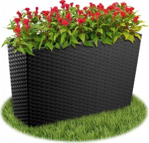 Kadax Kwietnik Donica + Wkład Rattan Czarna 19x56 cm 6