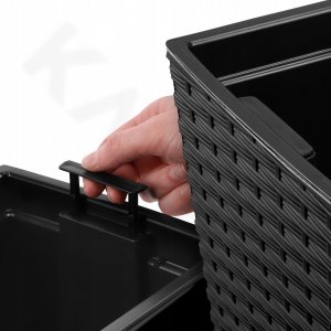 Kadax Kwietnik Donica + Wkład Rattan Czarna 19x56 cm 7