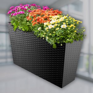 Kadax Kwietnik Donica + Wkład Rattan Czarna 19x56 cm 8