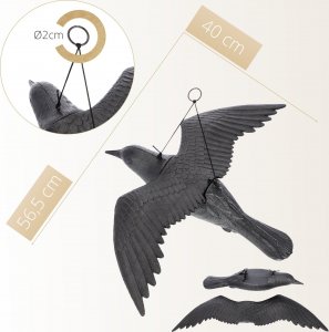 Kadax Duży Kruk W Locie Odstraszacz Ptaków Gryzoni 56 cm 4