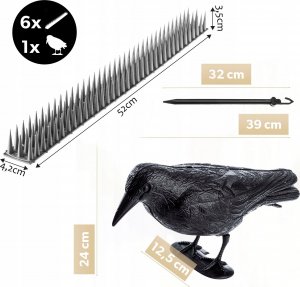 Kadax KADAX Kruk Odstraszacz Ptaków +Kolce Na Ptaki 6szt 3