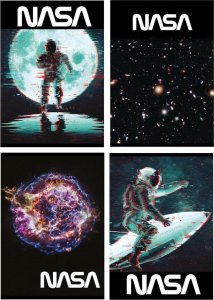 MAJEWSKI Zeszyt A5 32k linia podwójna dwukolorowa laminowany SPACE ADVENTURE z lakierem miejscowym p15 mix cena za 1 szt 5