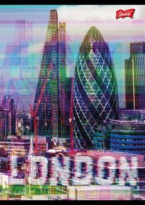 MAJEWSKI Zeszyt A5 60k linia laminowany GLITCHED CITY z lakierem miejscowym p10 mix cena za 1 szt 5