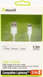 Kabel USB Muvit USB-A - Lightning 3 m Biały (MUUSC0139) 2