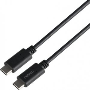 Kabel USB Deltaco USB-C - USB-C 1 m Czarny (USBC-1402-LSZH) 1