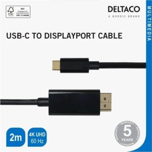 Kabel USB Deltaco USB-C - DisplayPort 2 m Czarny (R00140015) 2