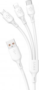 Kabel USB Dudao USB-A - USB-C + microUSB + Lightning 1.2 m Biały (DDA270) 1