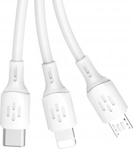 Kabel USB Dudao USB-A - USB-C + microUSB + Lightning 1.2 m Biały (DDA270) 2