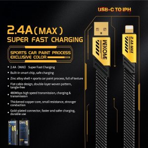 Kabel USB Wekome USB-A - Lightning 1 m Czarny (WK-WDC-190_01_YELLOW) 2