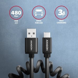 Kabel USB Axagon USB-A - USB-C 1.1 m Czarny (BUCM-AM20TB) 2
