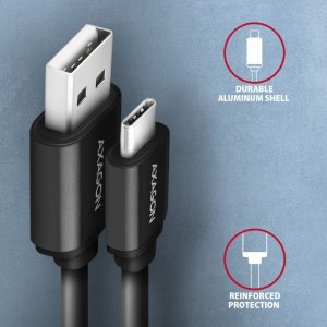 Kabel USB Axagon USB-A - USB-C 1.1 m Czarny (BUCM-AM20TB) 3