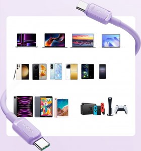 Kabel USB Joyroom USB-C - USB-C 1.2 m Fioletowy (JYR757) 6