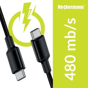 Kabel USB Heckermann USB-C - USB-C 2 m Czarny 2