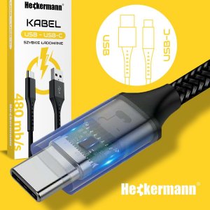 Kabel USB Heckermann USB-A - USB-C 2 m Czarny 6