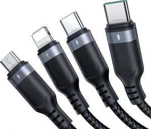 Kabel USB Joyroom USB-A - 2x USB-C + Lightning + microUSB 1.2 m Czarny (JYR776) 3