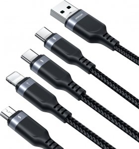 Kabel USB Joyroom USB-A - 2x USB-C + Lightning + microUSB 1.2 m Czarny (JYR776) 4