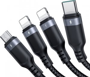 Kabel USB Joyroom USB-A - 2x USB-C + Lightning + microUSB 1.2 m Czarny (JYR777) 3