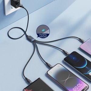 Kabel USB Joyroom USB-A - 2x USB-C + Lightning + microUSB 1.2 m Czarny (JYR777) 7