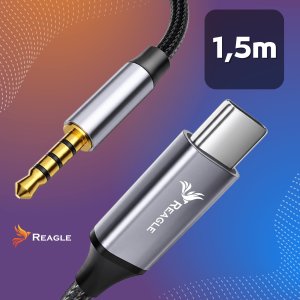 Kabel USB Reagle USB-C - mini Jack 3.5 mm 1.5 m Czarny 5