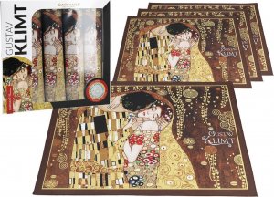 Carmani Kpl. 4 podkładek na stół - G. Klimt, Pocałunek, brązowe tło (CARMANI) 1