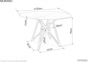 Signal Stół okrągły MURANO 120x120 szary/czarny mat 4