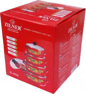 Zilner Garnki emaliowane Zilner ZL-8502 czerwone zestaw garnków 10 elementów 4