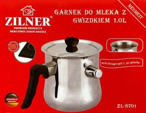 Zilner GARNEK DO MLEKA Z GWIZDKIEM ORAZ POKRYWKĄ 1.0L INDUKCJA ZILNER ZL-8701 4