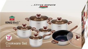 king hoff Zestaw 4 garnków stalowych, patelni i rondla wraz z pokrywkami (KH 1768) - 12 elementów 9