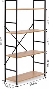 ModernHome Regał drewniany szeroki 4 półki nowoczesny LOFT 10