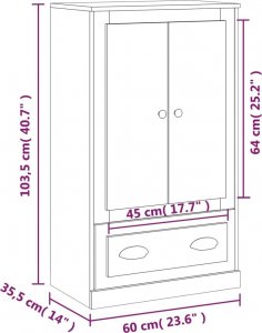 vidaXL Kredens, biały, 60x35,5x103,5 cm, materiał drewnopochodny 9