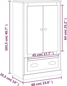 vidaXL Kredens, dąb sonoma, 60x35,5x103,5 cm, materiał drewnopochodny 10
