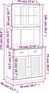 vidaXL Kredens VIGO, 78x40x175 cm, lite drewno sosnowe 12
