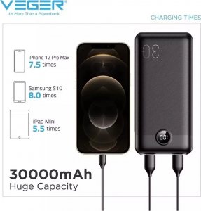 Powerbank Veger L30 30000mAh Czarny 12