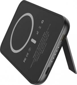 Powerbank 4kom.pl Bateria zewnętrzna (POWER BANK) VEGER MagOn Kick z ładowaniem indukcyjnym wspiera ładowanie z MagSafe 15W - 5 000mAh PD 20W czarny (V0553P / W0553P) 3