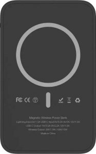 Powerbank 4kom.pl Bateria zewnętrzna (POWER BANK) VEGER MagOn Kick z ładowaniem indukcyjnym wspiera ładowanie z MagSafe 15W - 5 000mAh PD 20W czarny (V0553P / W0553P) 8