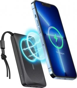 Powerbank 4kom.pl Powerbank Bateria zewnętrzna VEGER MagOn z ładowaniem Qi do MagSafe 15W - 10 000mAh PD 22,5W biały (VP1151 / W1151) 2