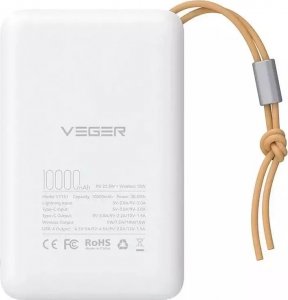 Powerbank 4kom.pl Powerbank Bateria zewnętrzna VEGER MagOn z ładowaniem Qi do MagSafe 15W - 10 000mAh PD 22,5W biały (VP1151 / W1151) 5
