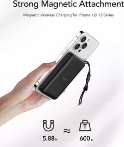 Powerbank 4kom.pl Powerbank Bateria zewnętrzna VEGER MagOn z ładowaniem Qi do MagSafe 15W - 10 000mAh PD 22,5W biały (VP1151 / W1151) 7