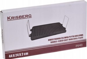 Patelnia KRISBERG Płyta żeliwna grillowa na ognisko Krisberg KB 2643 dwustronna patelnia na ruszt z uchwytami 4