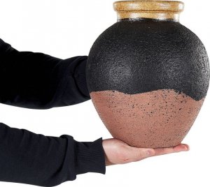 Beliani Wazon dekoracyjny z terakoty 31 cm czarno-różowy DAULIS 3