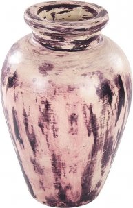 Beliani Wazon dekoracyjny z terakoty 34 cm fioletowo-beżowy AMATHUS Lumarko! 1