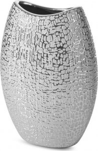 Eurofirany Nowoczesny wazon ceramiczny RISO 18X9X26 srebrny 1