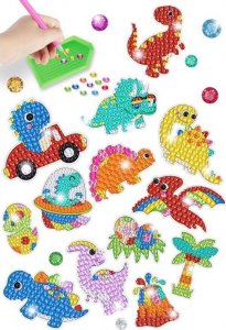 LeanToys Zestaw Naklejek Haft Diamentowy Dinozaury Mozaika 2